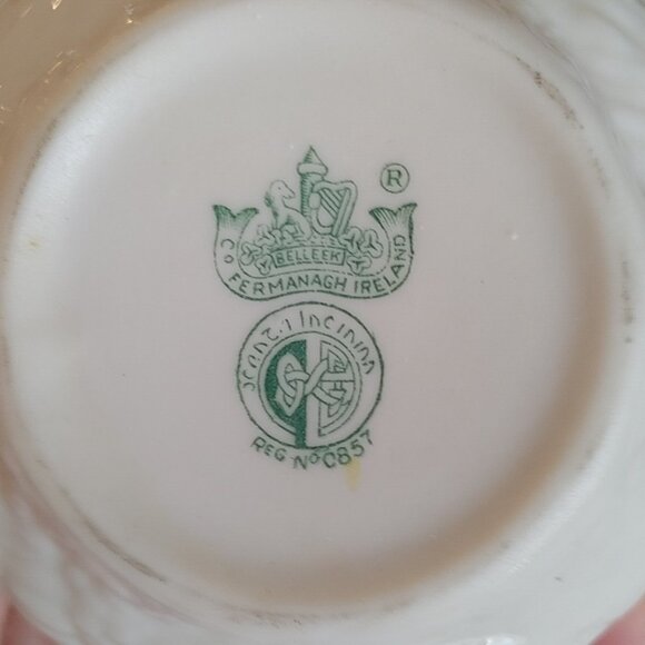 Belleek NAUTILUS SHELL Porcelain CREAMER CREAM PITCHER & SUGAR Bowl - Picture 10 of 12